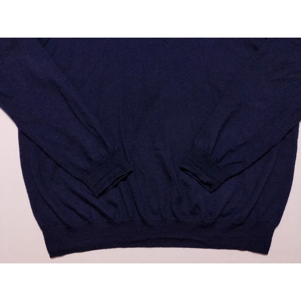 PETER MILLAR Autumn Crest 1/4 Zip Pullover Sweater Merino Wool ME0S01 Blue XXL